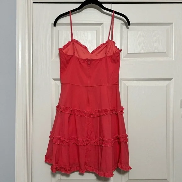 Mi Ami by Francesca’s Strappy Boho Ruffle Swing Dress Coral Pink Size Small VGUC - Picture 4 of 8
